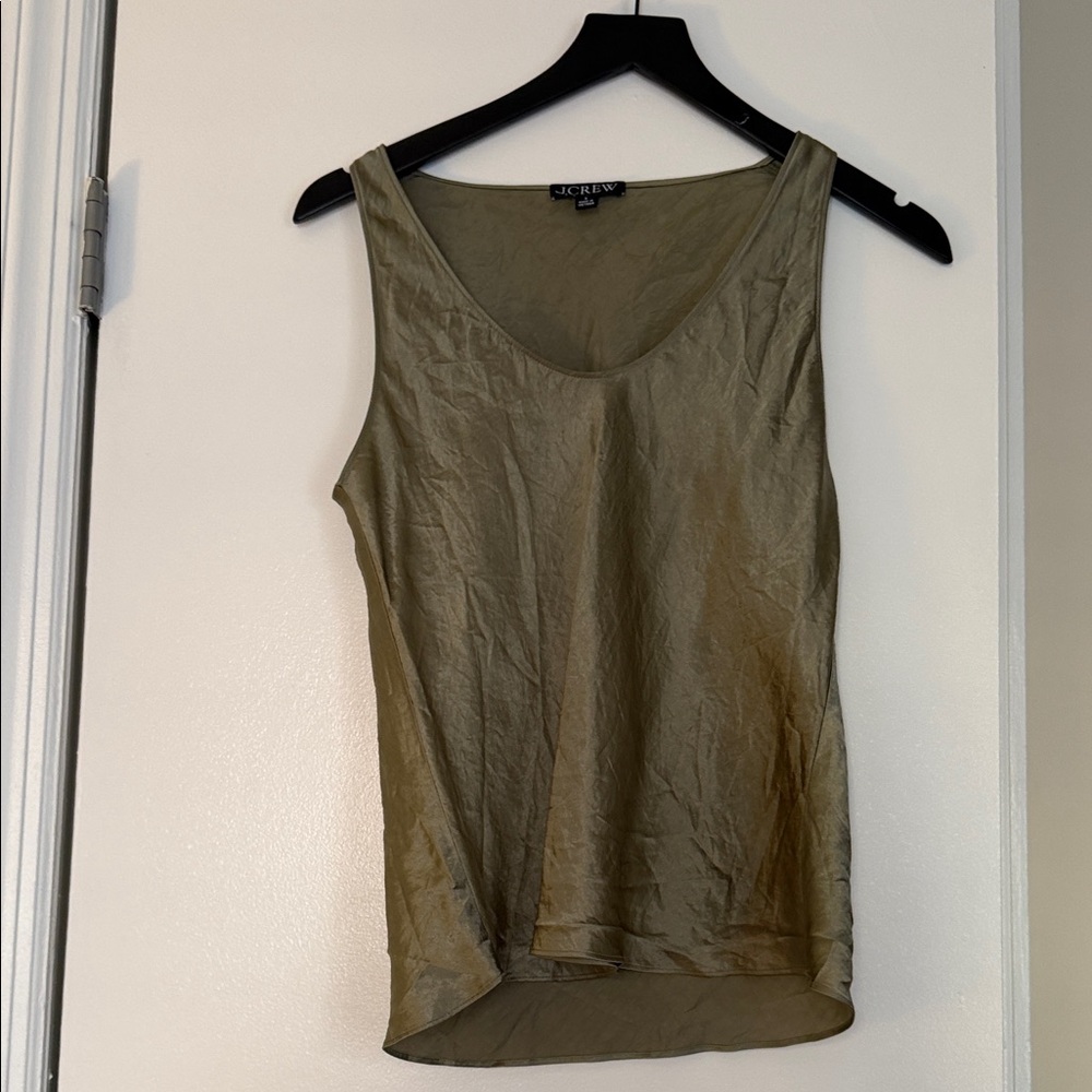 J. Crew Olive Satin Women's Tank Top
